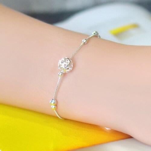 925 Sterling Silver Jewelry with Linglong Ball Simple Student Chain Bracelet for Girlfriend Birthday New Year Gift wholesale