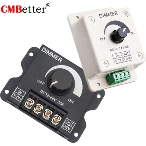 DC 12V 24V 8A 30A LED Dimmer Switch Brightness Adjustable Single Color 1 Channel Strip Controller For LED Strip Light Bulb