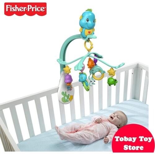 Fisher Price Baby Bedding Set Funny Musical Mobile Animal Bed Bell Mobile Fundo do Mar Verde Claro DFP12 For Baby Sleeping Toys
