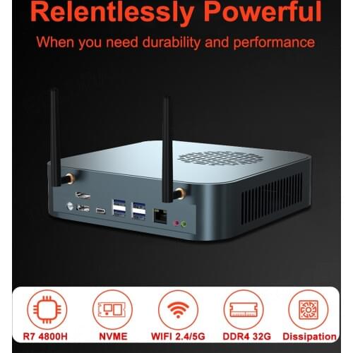Eglobal AMD Gaming Computer Ryzen 7 4800H Mini Pc 8 Core 12 threads 2*M.2 NVMe Windows 10 Pro 4K Radeon Graphics AX WiFi