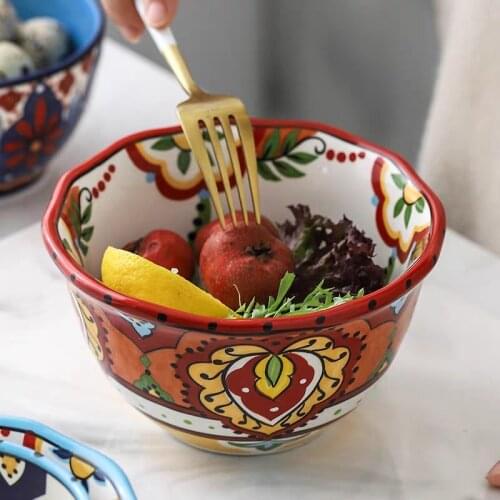 Hand-painted Ceramic Salad Bowl Rice Ramen Bowl Soup Bowls Fruit Home Breakfast Cereal Household Kitchen Tableware