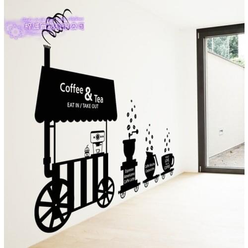 Coffee Shop Wall Decal Cafes Milk Tea Bakey Cake Wall Art Sticker Decal DIY Home Decoration Mural Decor Coffee Glass Sticker