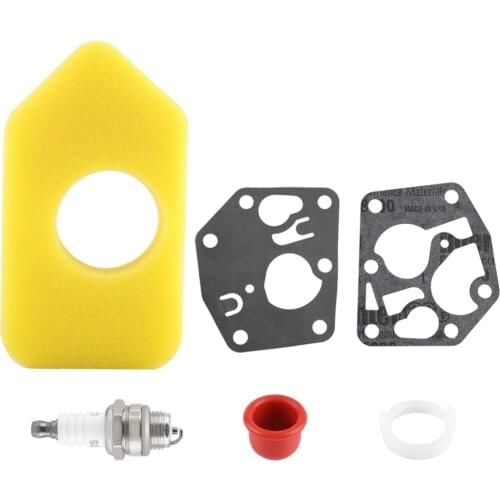 Carburetor Diaphragm Gasket Air Filter Spark Plug Kit for Briggs & Stratton Many Small Engines
