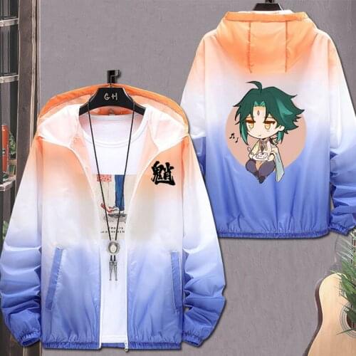 Genshin Impact Cosplay Costume Xiao Long sleeve Fashion jacket Sun protection jacket Unisex Hoodie Zipper Hooded Sweatshirt tops