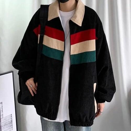 Luck A 2021 Spring Women Corduroy Turn Down Jacket Lady Patchwork Casual Jacket Female Streetwear Loose Hip Hop Jacket