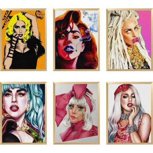 Famous Singer Lady Gaga Printed Faux Litchi Leather Sheets A4 22*30CM Custom Room Decoration Sewing Bag