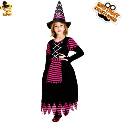 Girl Witch Costumes Fancy Dress Kids Wizard Dress Cosplay Kids Halloween Party Costume
