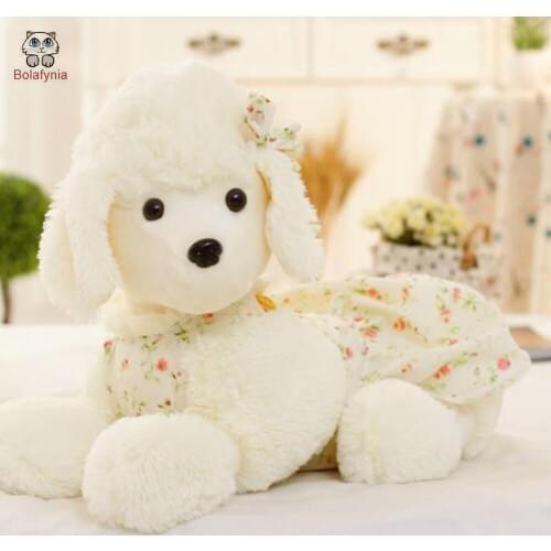BOLAFYNIA Girl cute doll large plush toy poodle wearing a floral dress doll birthday gift Stuffed toy