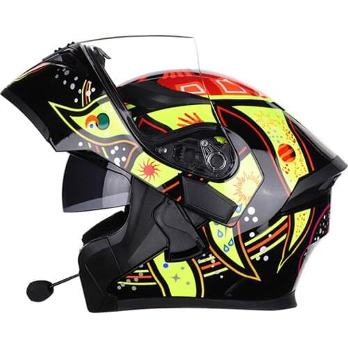 2021 Motorcycle Bluetooth Helmet 4 Seasons Headgear Casco Dot Double Visor Flip Up Helmet Racing Helmets
