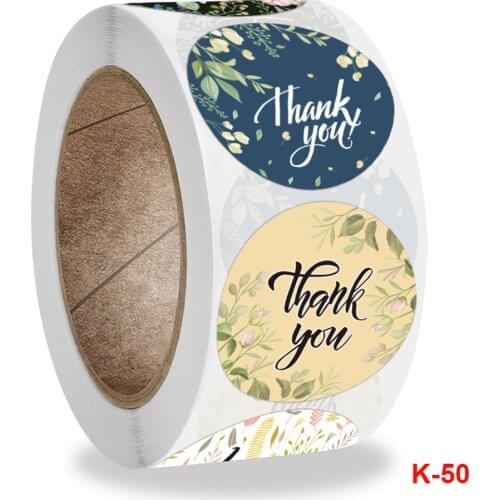 New rolled copper paper thank you flowers wedding gift business decoration sticker label