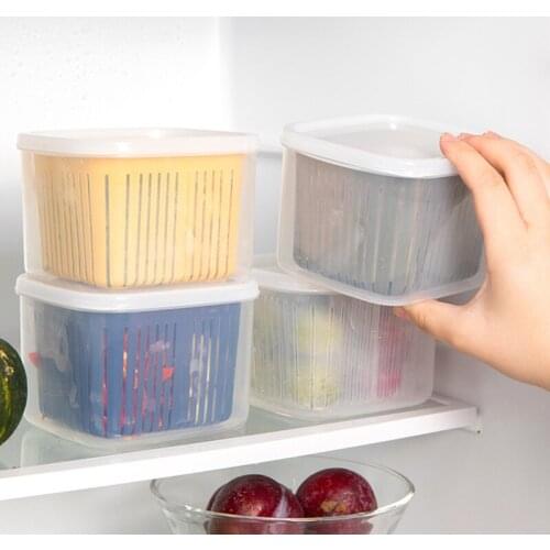 New Fridge Storage Box Refrigerator Fresh Vegetable Fruit Boxe Drain Basket Storage Containers With Lid Kitchen Nordic Organizer