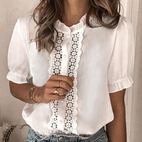 Solid Lace Tulle Transparent Womens Blouses Petal Sleeve Pullover Top Blouse Female 2021 Summer Lady Causal Streetwear Tops