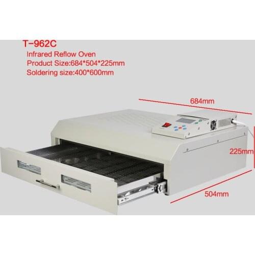 220V/110V T-962C BGA Rework Station Reflow Oven Machine Infrared Heater 2500W SMD SMT Welding Soldering Area 400*600mm
