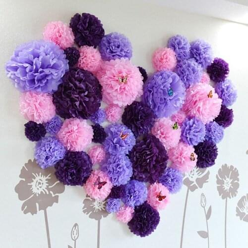Fast Shipping 8" 20cm 300 pcs/lot Tissue Paper Pom Poms Decorative Flower Balls For Wedding Home Birthday Party Wall Decoration