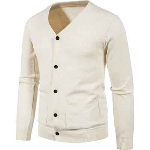Easy to Wash Simple Cardigan Men Autumn Coat Cardigan Men Coat Anti-shrink for Home