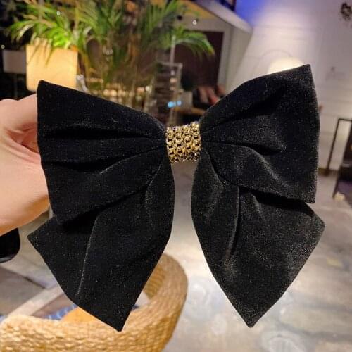 Retro Velvet Hair Clips for Girls Hairgrip Bow Hairpin Chain Metal Ladies Daily Casual Barrette Hair Clip Women Hair Accessoires