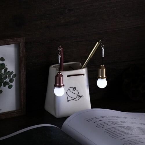 Creative light bulb gel pen 0.38mm black pen dust plug student neutral pen School Stationary Office Suppliers Pen