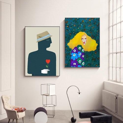 Nordic Portrait Canvas Paintings On The Wall Posters And Prints Girl With Balloon Wall Art Pictures For Living Room Cuadro Decor