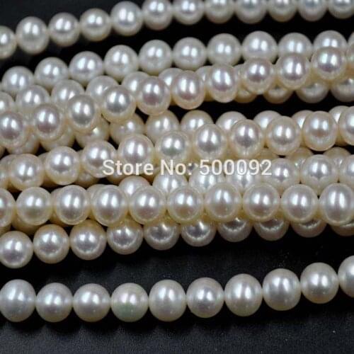 Fine pearl wholesale 6.5-7mm near round cultured pearl strand free shipping