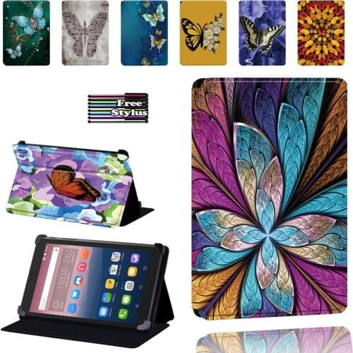 Ultra Thin Case for Alcatel OneTouch Pixi 3 7"/8"/10"/Pixi 4 7" PU Leather Tablet Case Foldable Protective Case + Stylus