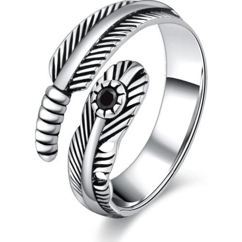 Vintage Adjustable Size Engagement Feather Rings For Women Party Wedding Jewelry jz443