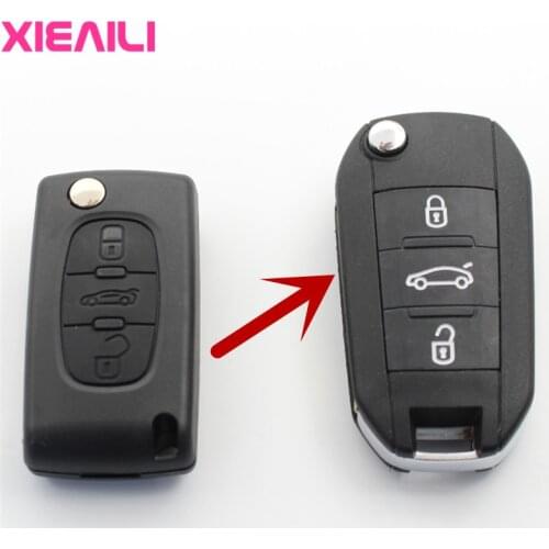 XIEAILI 10Pcs 3Button Modified Flip Folding Remote Key Case Shell For Peugeot 307/308/407/408/607 CE0536 Key Fob Case S137