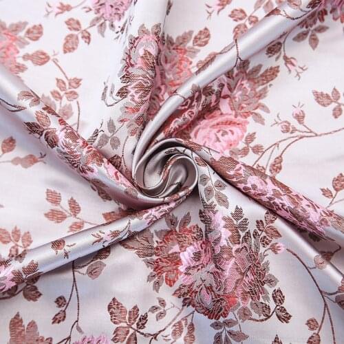 Pink leaves style Metallic Jacquard Brocade Fabric for DIY handmade clothes, dress, sofa cushion ,curtain bedding patchwork