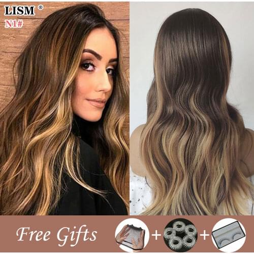 Women Natural Wig Fashion Multicolor Long Wavy Curly Hair Heat Resistant Sythentic Cosplay Hairpieces Full wigs for Ladies Party