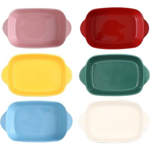1 Piece Ceramic Baking Dish Anti-slip Rectangular Bakeware Tableware Cooking Tool Oven Kitchen Baking Tool