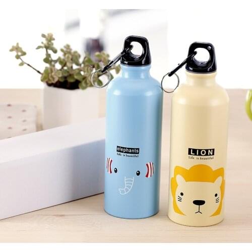 1PC 500ML Kids Cute Water Bottle Portable Sport Drink Bottle Leakproof Steel Lid For Outdoor Travel Man Women Gift With Hook