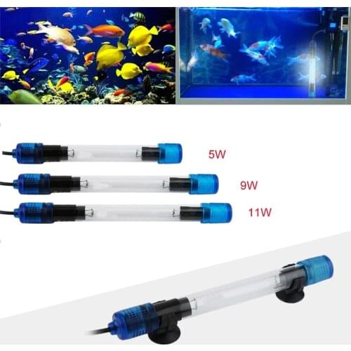 New 1PC Quartz Glass 5/7/9/11/13W Aquarium Submersible UV Light Fish Tank Underwater Purifier Lamp EU/US Plug (Optional) 2021