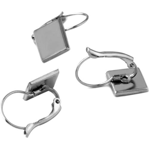 10pcs New Hot Sale Stainless Steel Square 9.8MM Right Angle Diagonal Earrings DIY Jewelry Accessories Wholesale