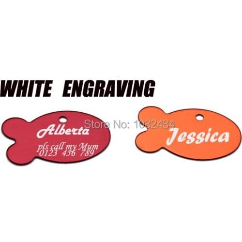 1000 pcs/lot Fish Shape Dog Name Tags Pet ID Phone Number Address For Dog ID Tags Pendant Necklace