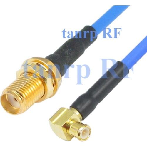 15CM coaxial Sexi Flexible blue jacket jumper cable RG405 6in SMA female to MCX male right angle RF 3G 4G router WIFI