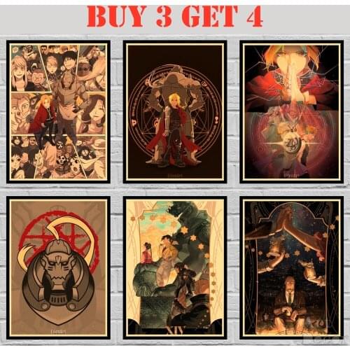 27 Designs Anime Fullmetal Alchemist Kraft paper Poster Art Painting Fancy Wall Sticker 1 42X30cm