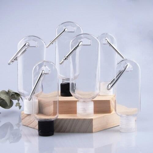 30ml 50ml Empty Hand Sanitizer Travel Size Holder Hook Keychain Carriers Flip Cap Reusable Portable Empty Bottles 1PC