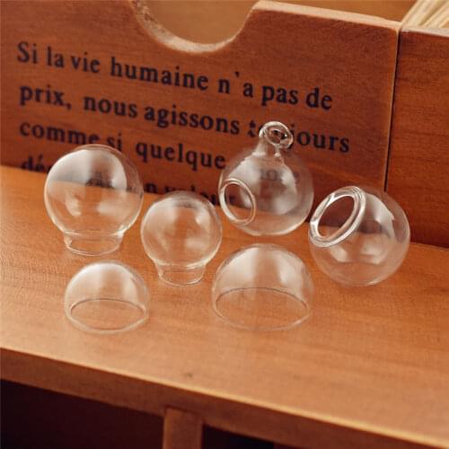5piece 15-30mm hollow glass ball round bubble glass dome with hole DIY orbs jewelry findings glass locket different size