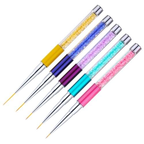 5 pcs different Nail Art UV Gel Liner Drawing Rhinestones Handle Brushes DIY Acrylic Nail Brush For Nail Art Tool