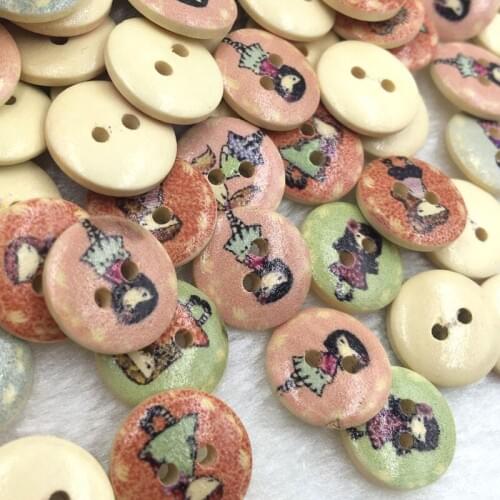 50pcs 15 mm Mix Girl DIY Craft Scrapbook Buttons Sewing Appliques WB357