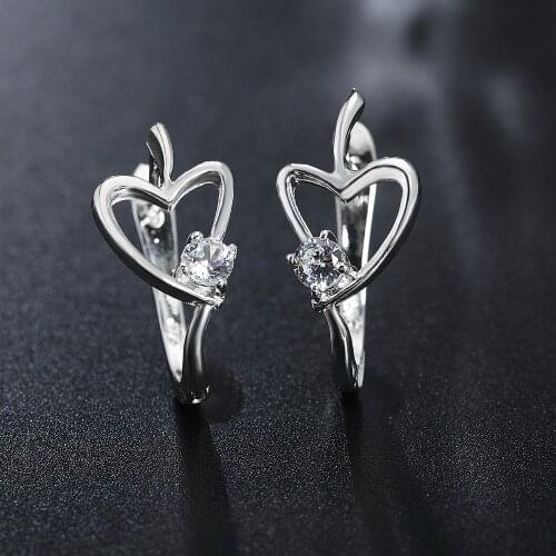 925 Sterling Silver Earrings Elegant Women Jewelry heart crystal Earrings Ear buckle Christmas gifts Trendsetter