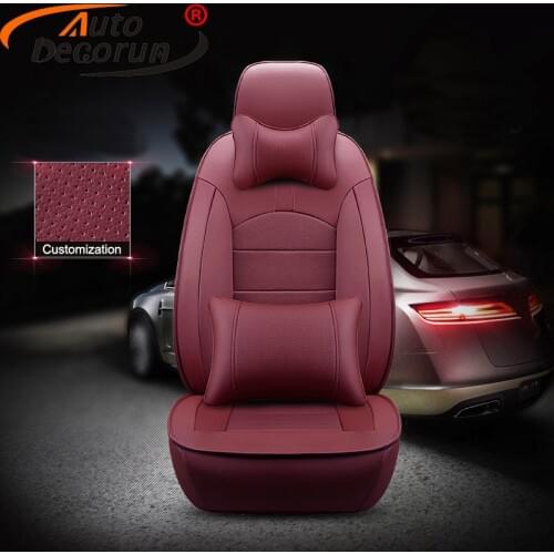 AutoDecorun 16PCS/Set Perforated Cowhide Seat Covers Car for Chevrolet Spark Accessories Seat Cover Leather Cushions Protection