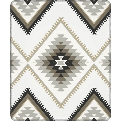 Beige Aztec Vintage Mouse Pad Turkish Kilim Navajo Moroccan Boho Bohemian Pattern Tribal Decor Mat Pads Rubber Computer Desk Pad