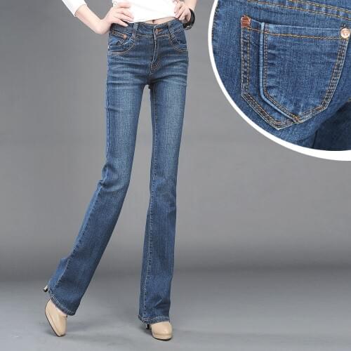 Spring and Autumn elastic women jeans boot cut plus size female pants slim trousers