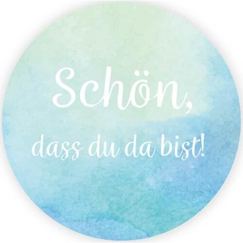 DouxArt 100pcs Schon dass du da bist Stickers, 40MM Wedding Marriage Communion Birthday Celebration Handmade Gift Labels Q003