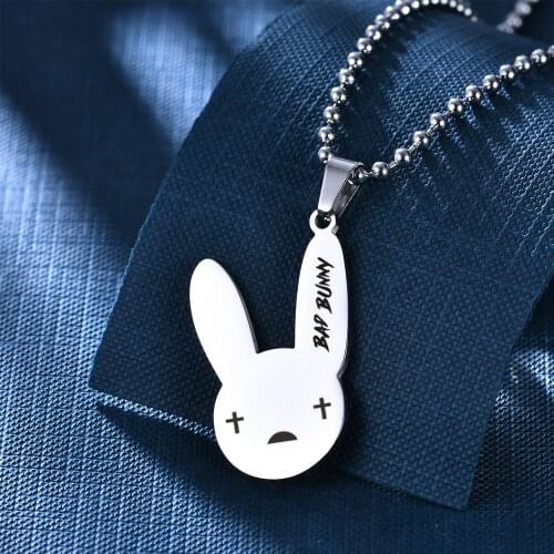 European and American simple bad rabbit stainless steel necklace pendant men and women necklace wholesale