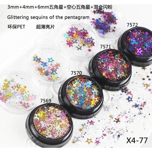 Canned 3 4 6 mm Hollow Star UV Epoxy Resin Mold Filling Sequins Nail art DIY Making Jewelry Supplies for jewelry Components