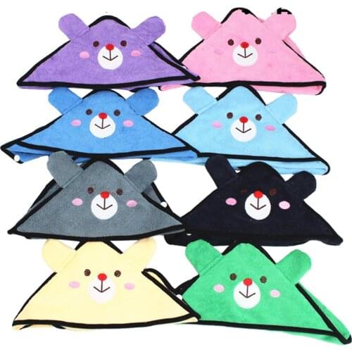 Cute Pet Dog Towel Hooded Shawl Cloak Quick Drying Chenille Dog Bath Towel Bathrobe After Shower Cloth Wiper Washcloth