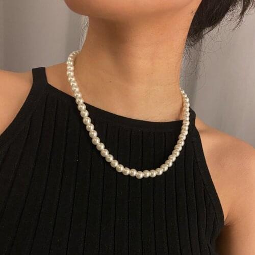 Trendy Baroque Pearl Tassel Chain Necklace for Women Bridal Wedding Strand Beaded Sweet Female Choker White Best Friend Jewelry