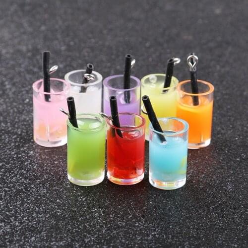 10pcs/pack 11x23mm Fashion Fruit Drinks Cup Pendant Transparent Glass Pendant Necklace Pendant Jewelry DIY Accessories