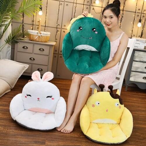 Soft Cute Cartoon Animals Creative Chair Cushion Home Office Lumbar Back Plush Toys